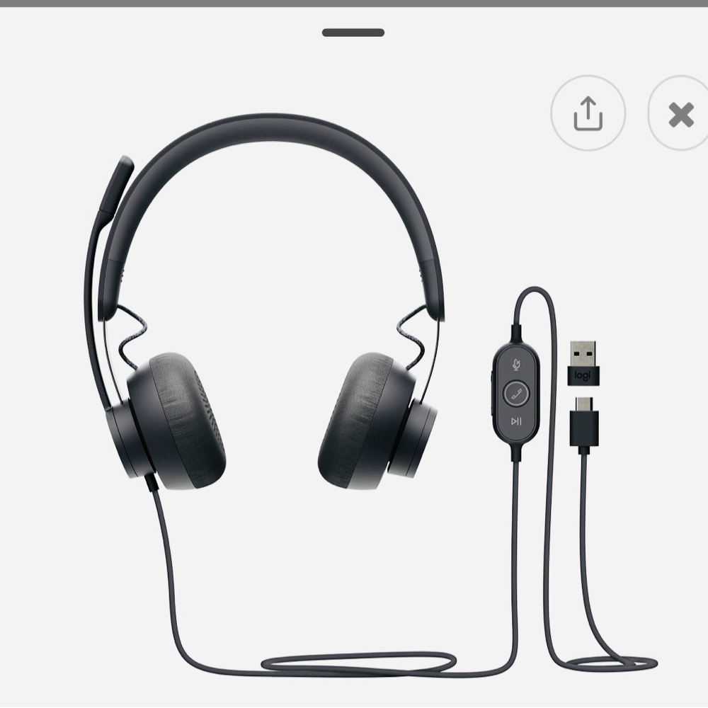 Logitech Black USB Headset with In-Line Controls